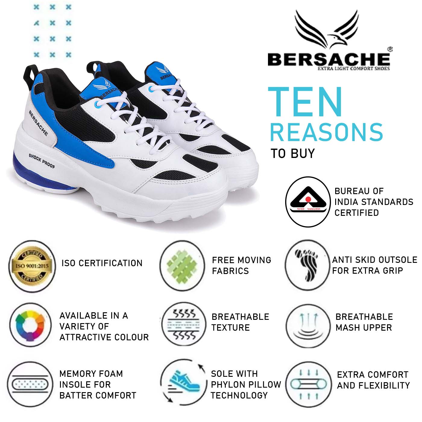 Bersache Lightweight Sports Shoes Running Walking Gym sneakers For Men - 7070