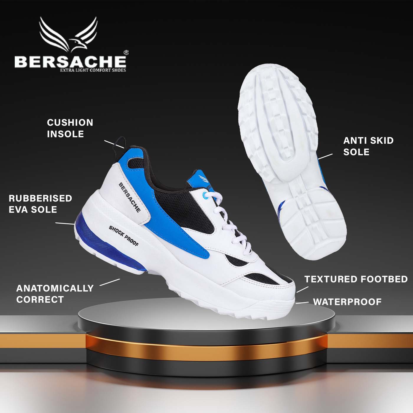 Bersache Lightweight Sports Shoes Running Walking Gym sneakers For Men - 7070