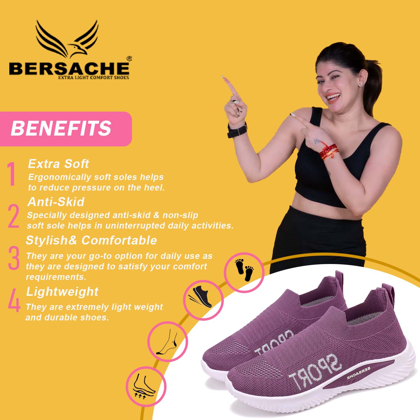 Bersache Lightweight Casual Loafers Shoes For Women - 7072