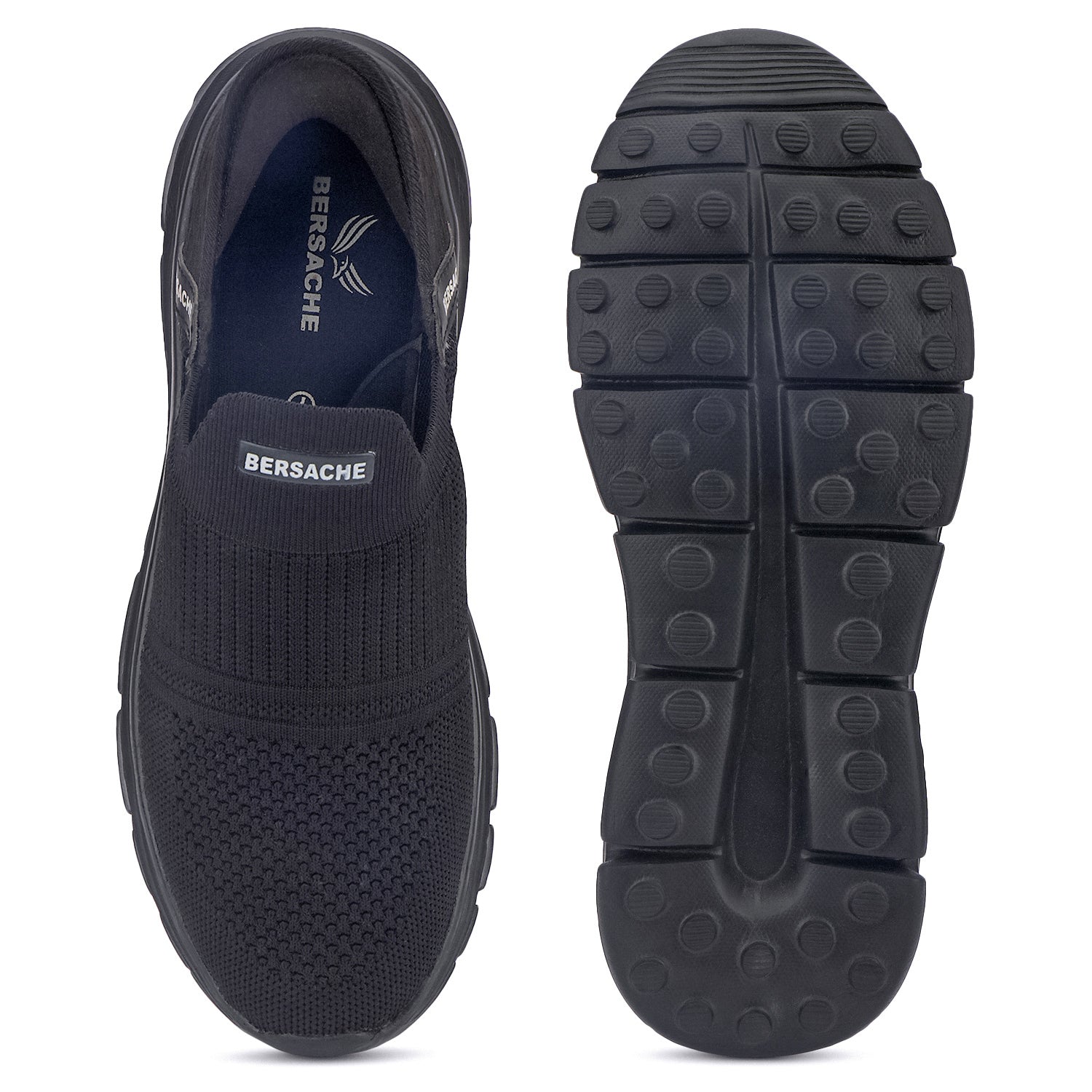 Bersache Lightweight Casual Sneaker Shoes For Men Black-8077