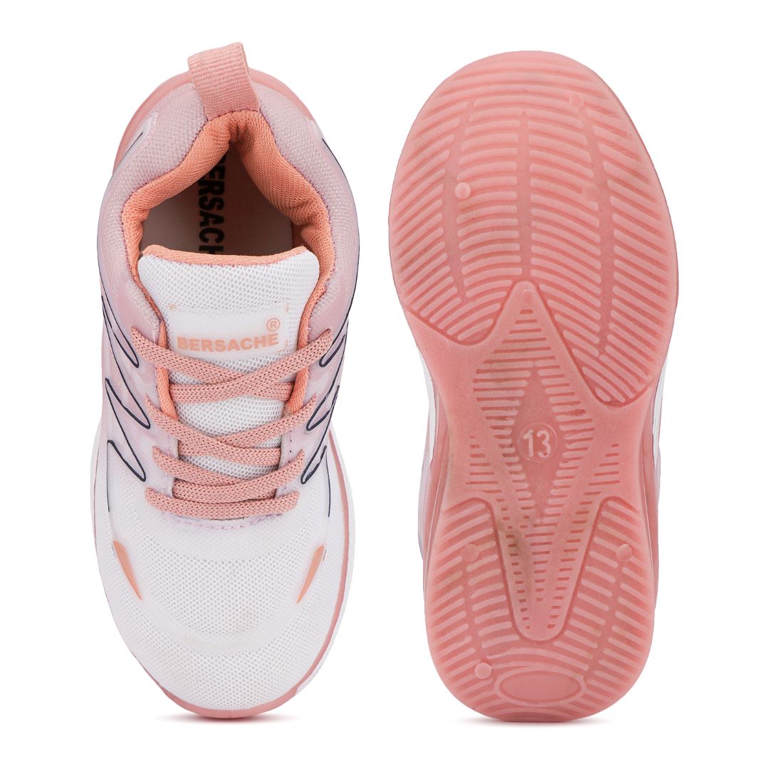 Bersache Casual Sneaker shoe for Kids|Soft Cushioned Insole,Slip-Resistance Casuals For Kids - Pink- 8088.