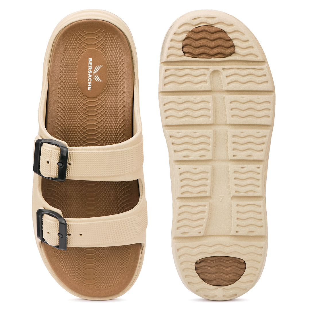 Bersache Extra Soft Classic Casual with Regular wear with Ultra Soft & Flexibility Technology Flip-Flop for Men's-(6341-Beige & Brown)