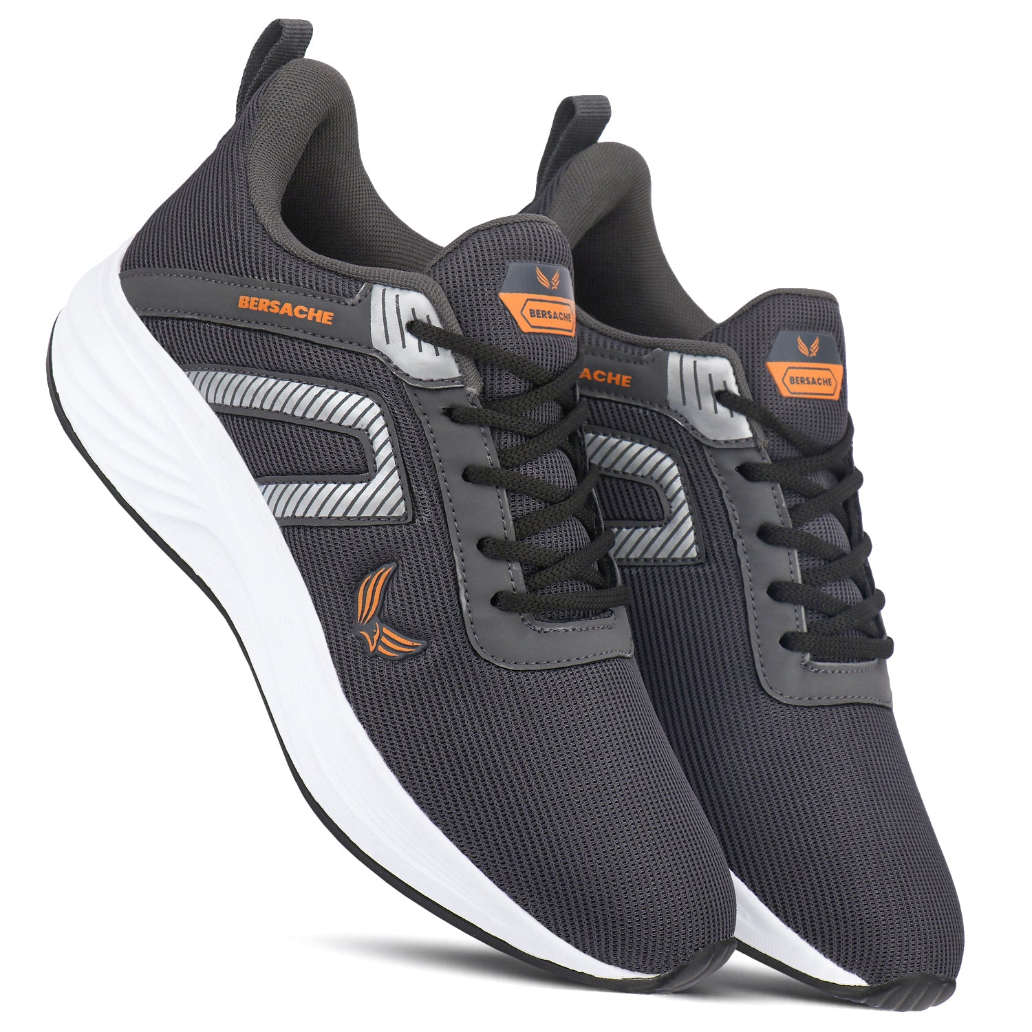 Bersache Lightweight Casual Sneaker Shoes For Men Grey-8080