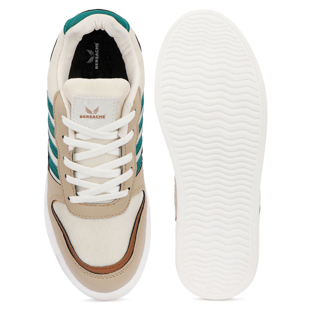 Bersache Casual Sneaker shoe for Men| Soft Cushioned Insole , Slip-Resistance Casuals For Men (Beige-8134)