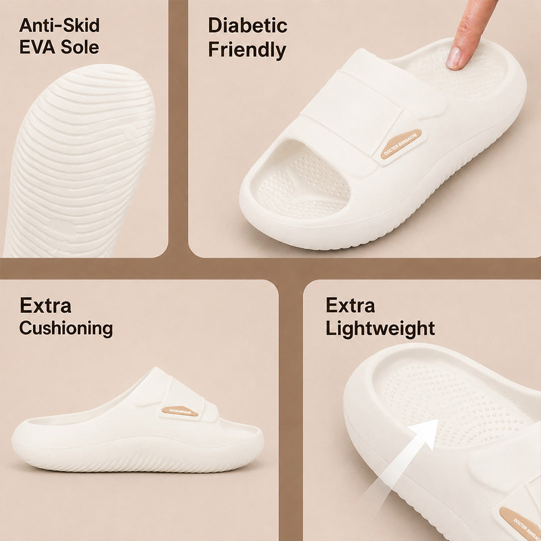 Doctor Bersache Newly Launched Orthopedic Comfort Slider for Men | Diabetic Friendly | Extra Cushioning | Arch Support | Pain | White DS105 .