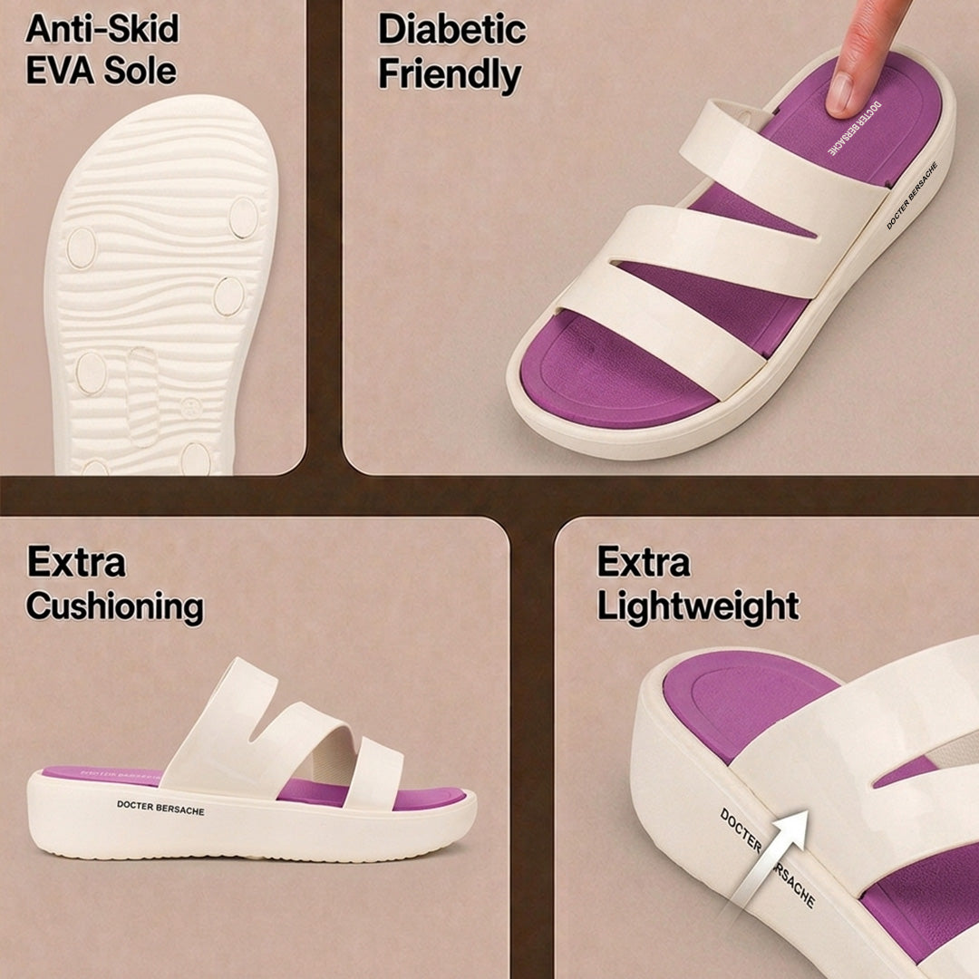 Doctor Bersache Newly Launched Orthopedic Comfort Slider for Women | Diabetic Friendly | Extra Cushioning | Arch Support | Pain Purple-DS127.