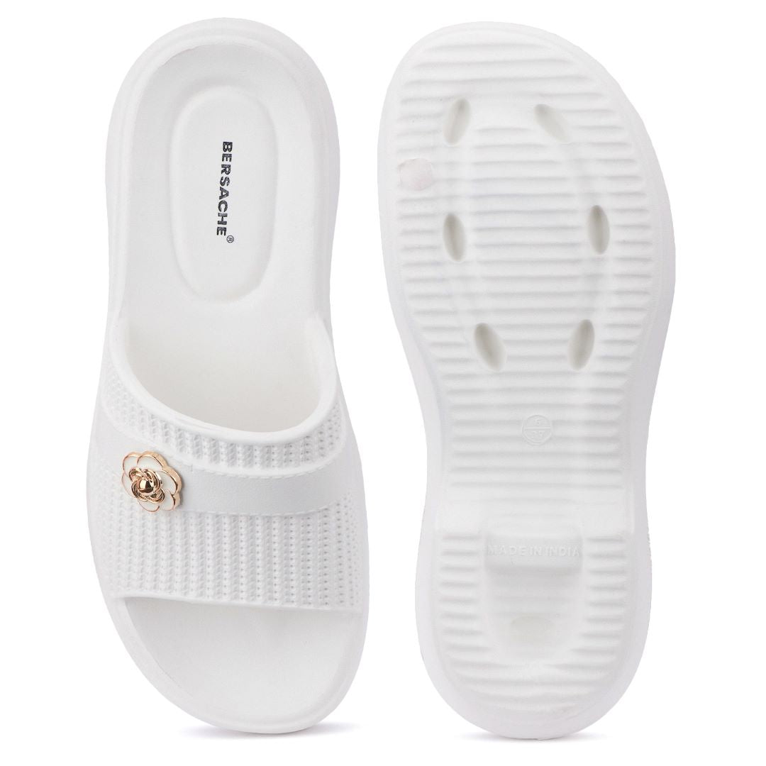 Bersache Extra Soft Classic Casual with Regular wear with Ultra Soft & Flexibility Technology Sandals for Women's-(6291-White)