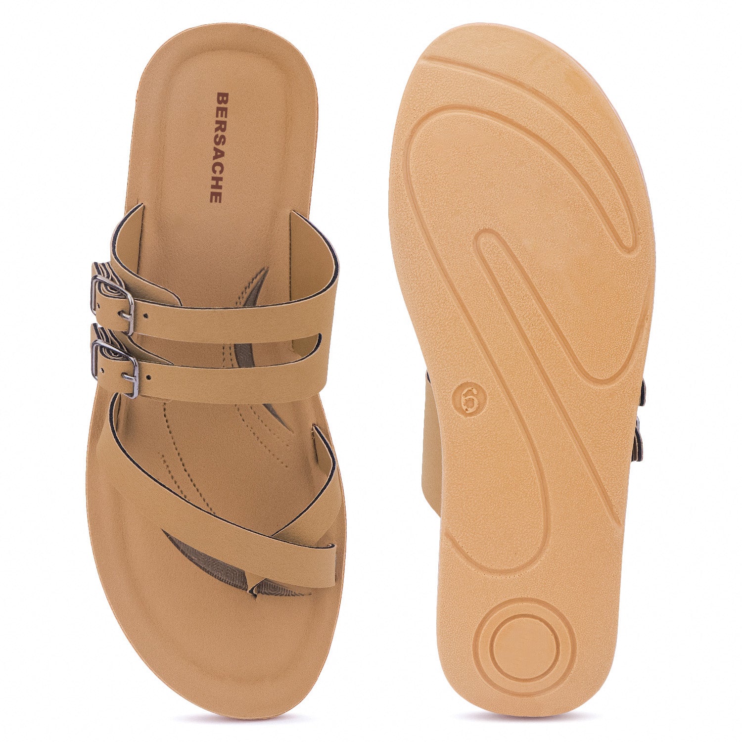 Bersache Extra Soft Classic Casual with Regular wear with Ultra Soft & Flexibility Technology Flip Flop For women's/Girl's-(Beige-6226).