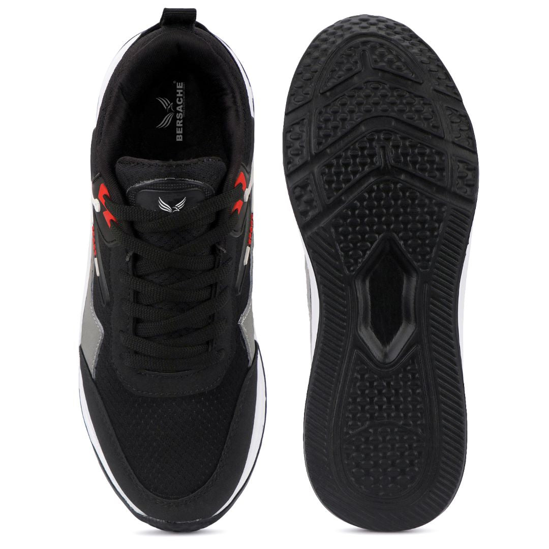 Bersache Casual Sneaker shoe for Men| Soft Cushioned Insole , Slip-Resistance Casuals For Men (Black-8131)