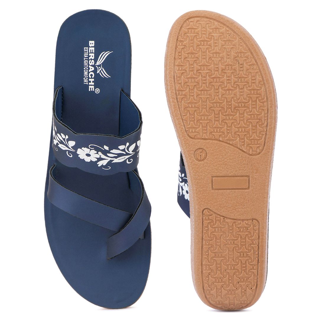 Bersache Extra Soft Classic Casual with Regular wear with Ultra Soft & Flexibility Technology Flip-Flop for Women's & Girl's (6242-Navy-Blue)