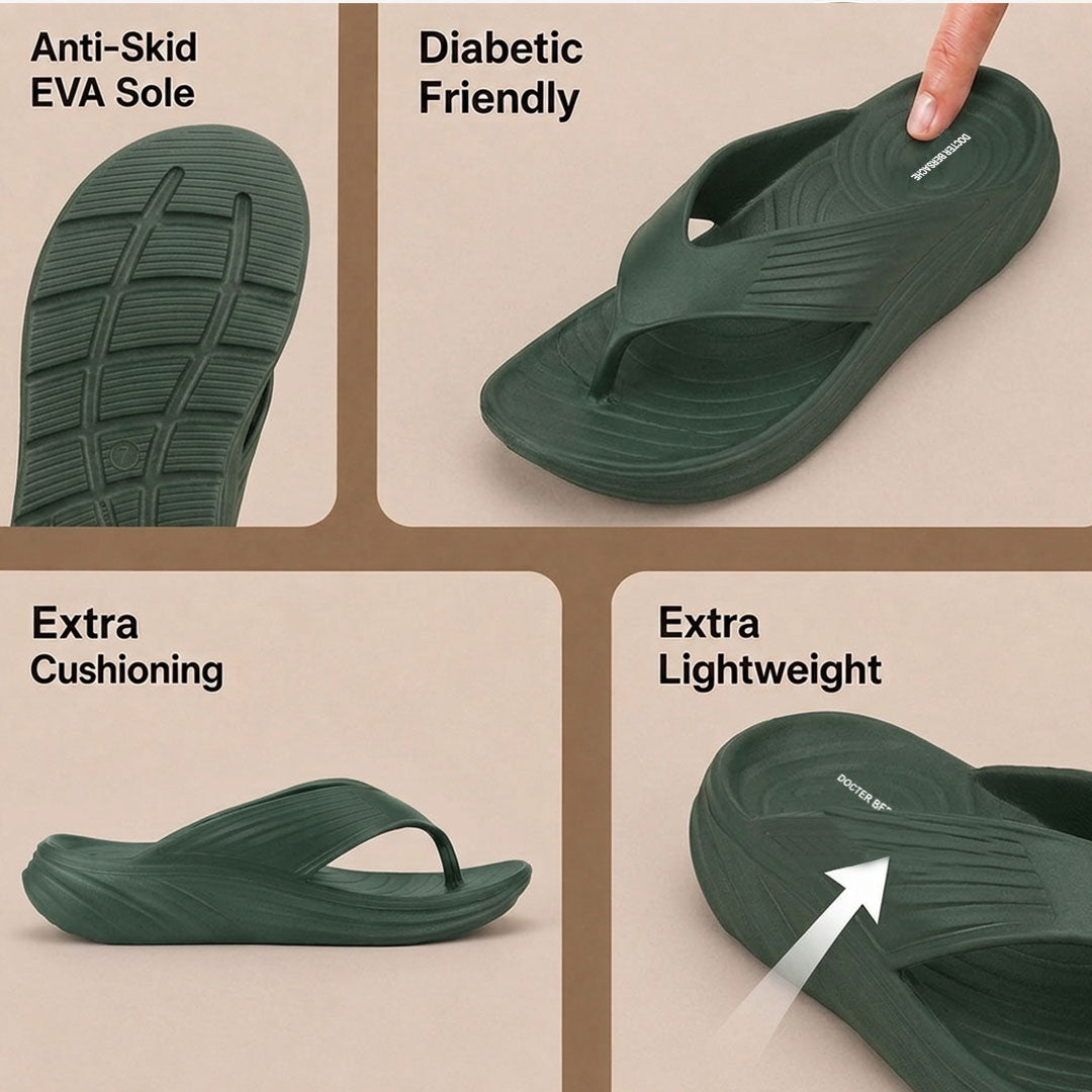 Doctor Bersache Newly Launched Orthopedic Comfort Slipper & Flip-flop for Men | Diabetic Friendly | Extra Cushioning | Arch Support | Pain | Green-DS109.