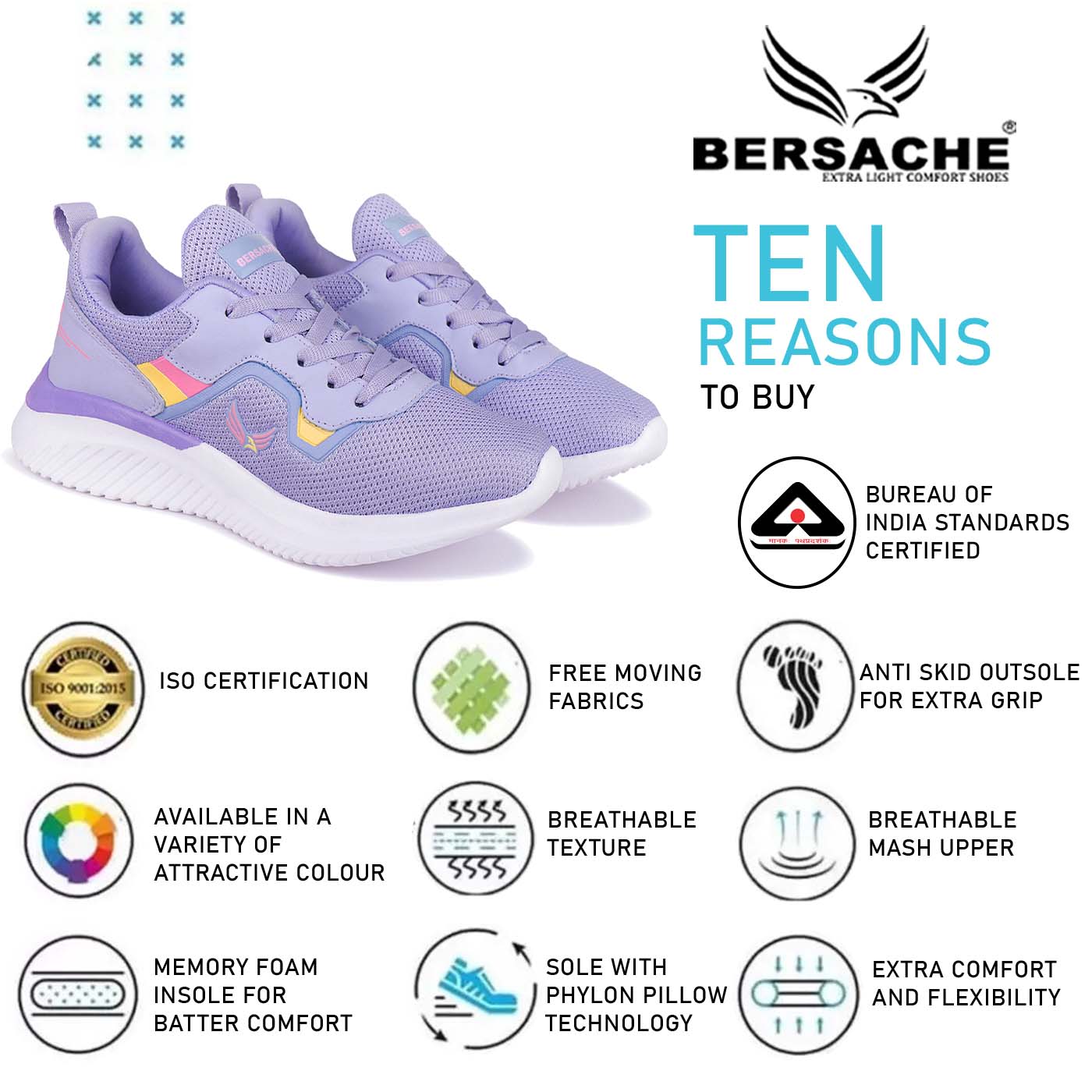 Bersache Premium Sports ,Gym, Trending Stylish Running shoes for Women (8025-Purple)