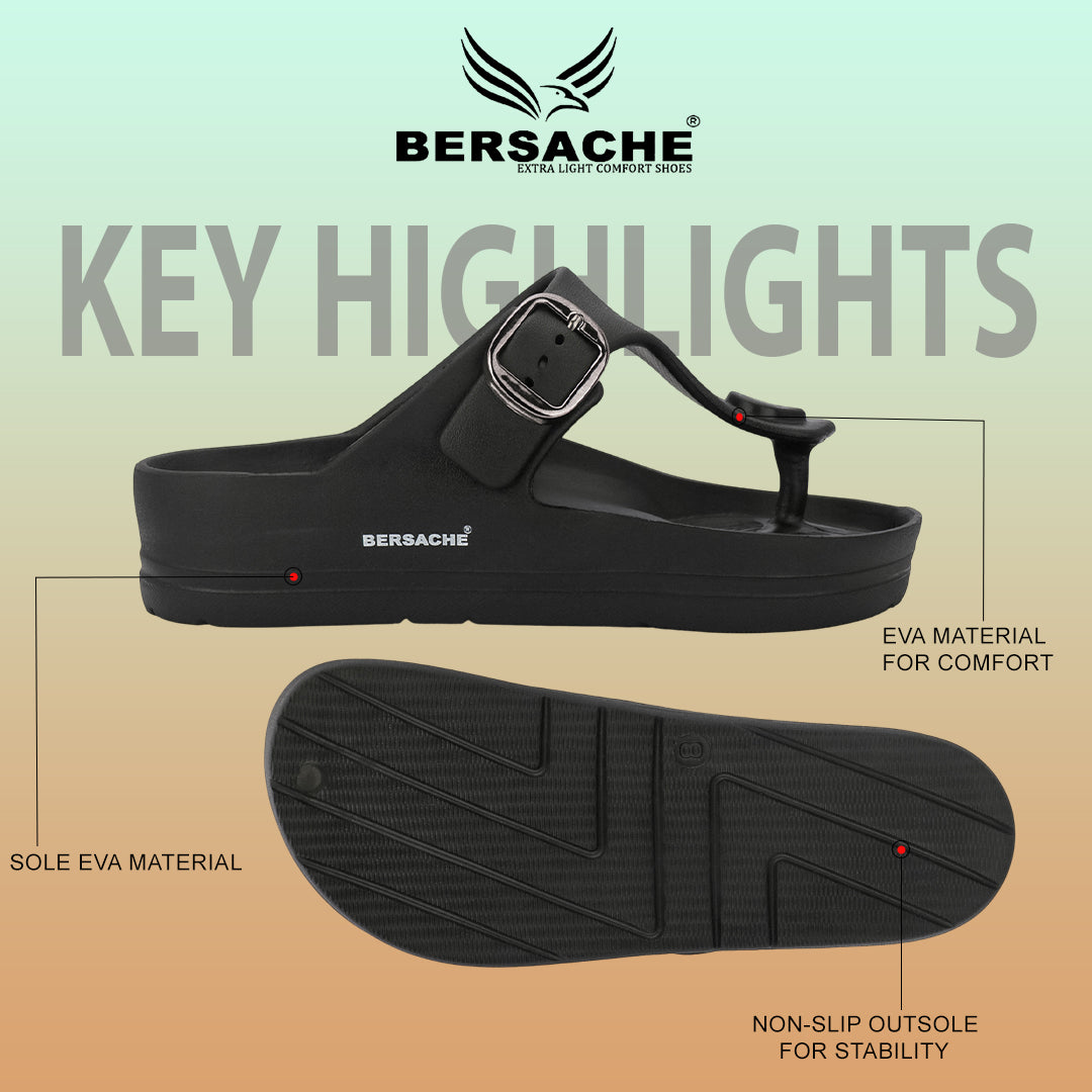 Bersache Extra Soft Classic Casual with Regular wear with Ultra Soft & Flexibility Technology Flip-Flop for Men's-(6288-Black)