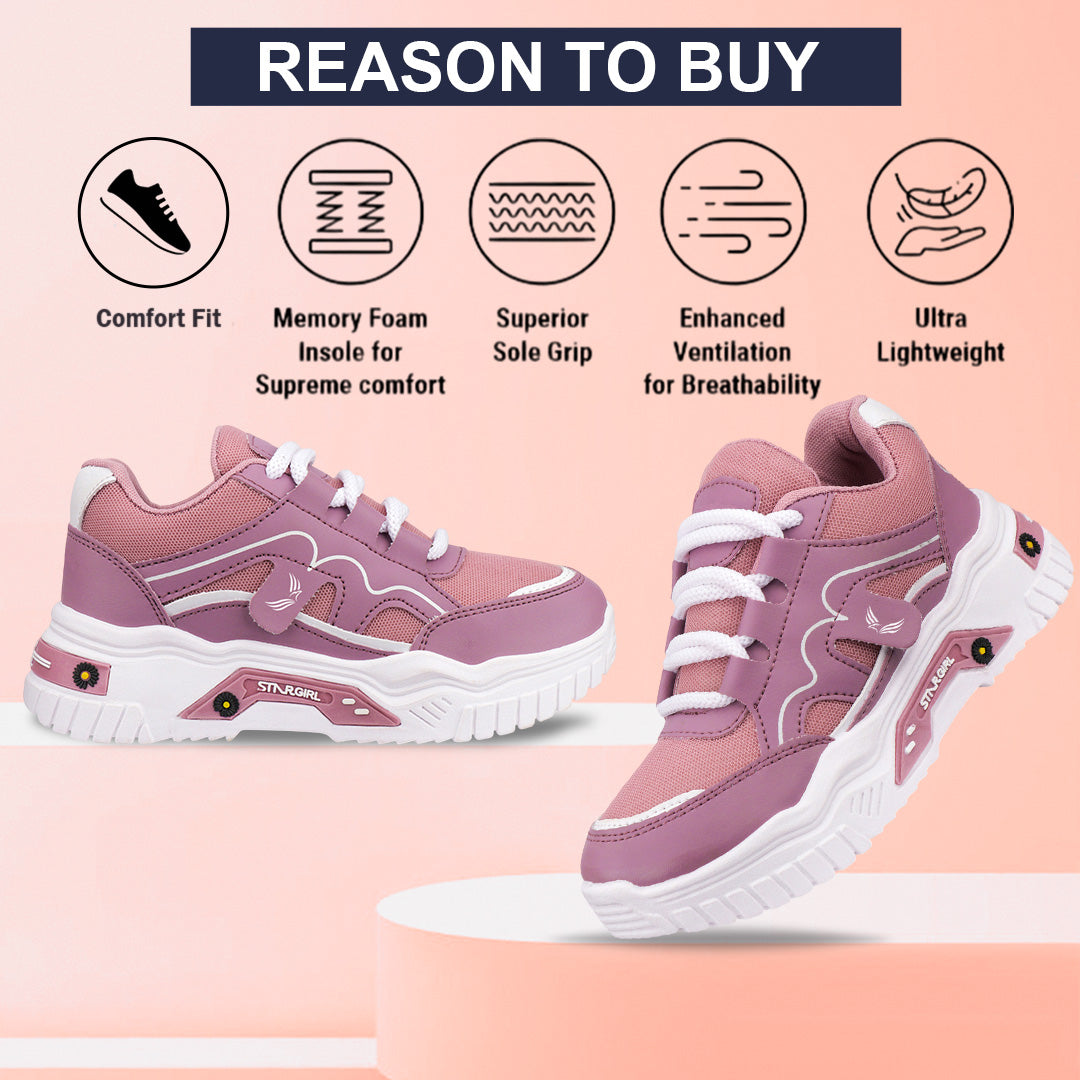 Bersache Premium Sports ,Gym, Trending Stylish Running Colour Changing shoes for Women (pink-8103)