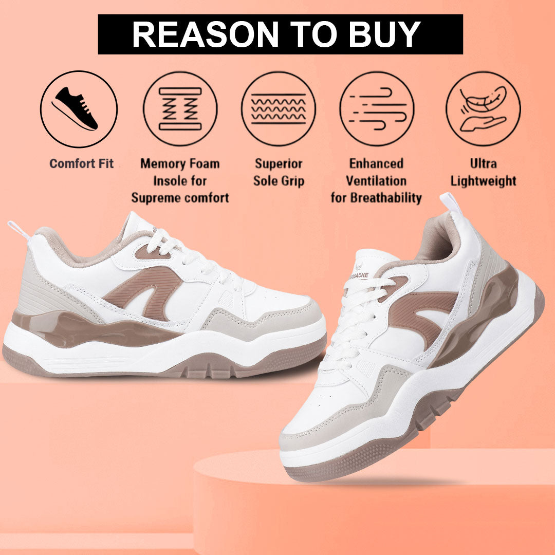 Bersache Premium Sports ,walking,Gym,cricket, Trending Running Shoes For Men's (Brown-White-9224).