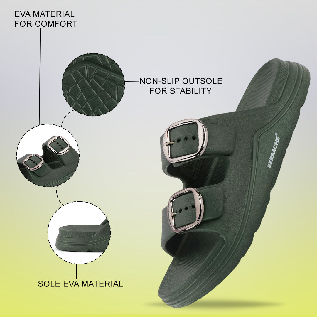 Bersache Extra Soft Classic Casual with Regular wear with Ultra Soft & Flexibility Technology Sandals for Men's-(6284-Green)