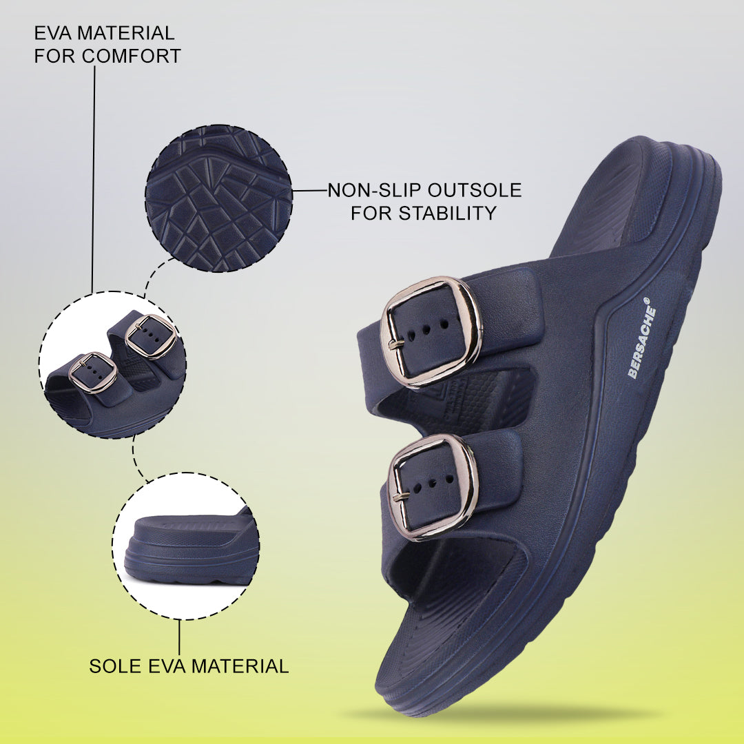 Bersache Extra Soft Classic Casual with Regular wear with Ultra Soft & Flexibility Technology Sandals for Men's-(6285-Navy-Blue)