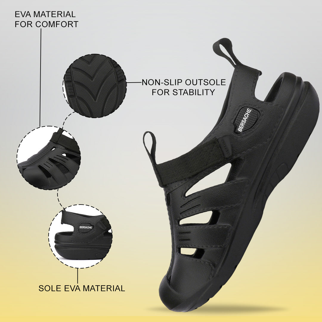 Bersache Extra Soft Classic Casual with Regular wear with Ultra Soft & Flexibility Technology Sandal For men's & boy's-Black-6262