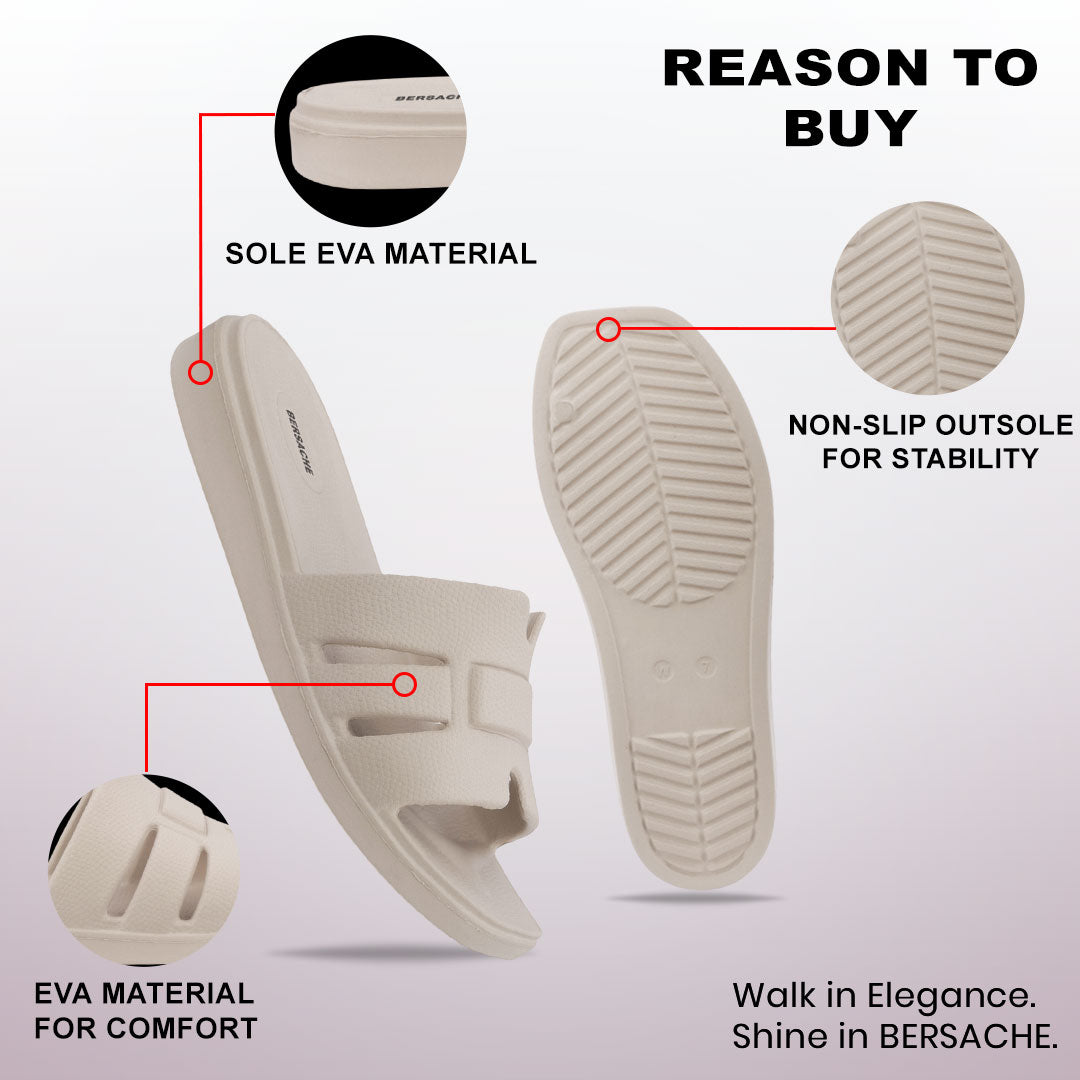 Bersache Extra Soft Classic Casual with Regular wear with Ultra Soft & Flexibility Technology Flip-Flop for Women's-(6301-Beige)