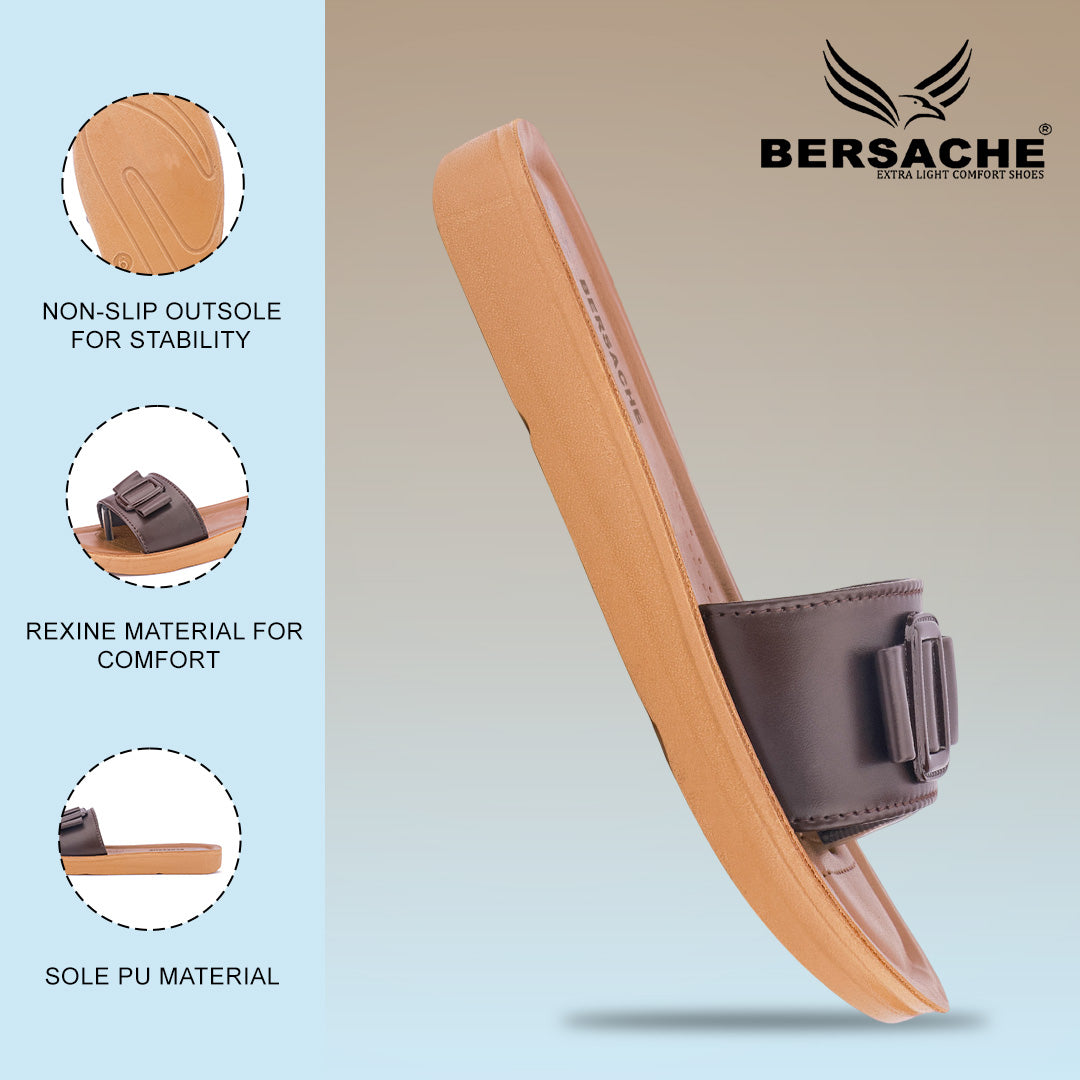 Bersache Extra Soft Classic Casual with Regular wear with Ultra Soft & Flexibility Technology Flip Flop For women's/Girl's-(Dark-Brown-6227)