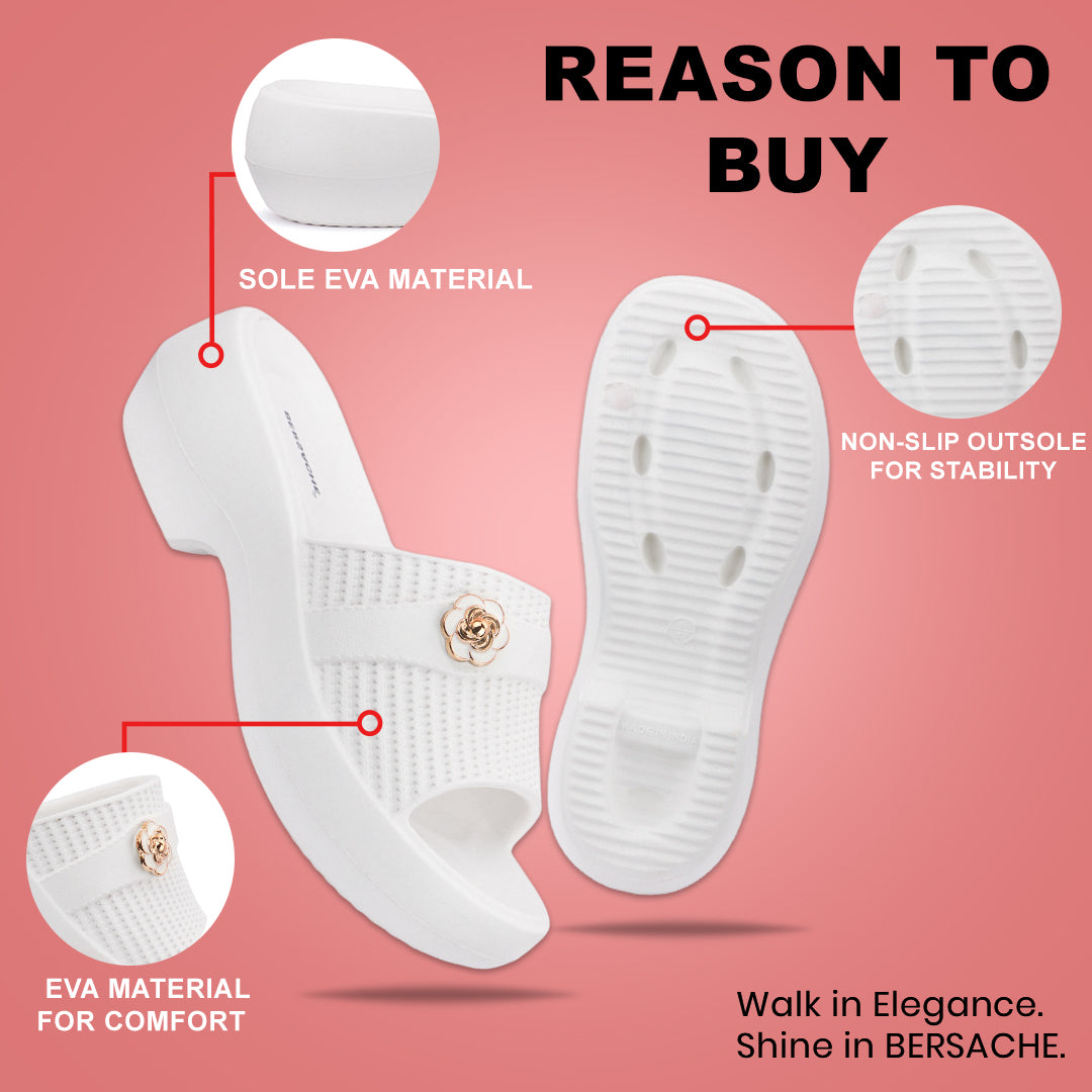 Bersache Extra Soft Classic Casual with Regular wear with Ultra Soft & Flexibility Technology Flip-Flop for Women's-(6291-White)