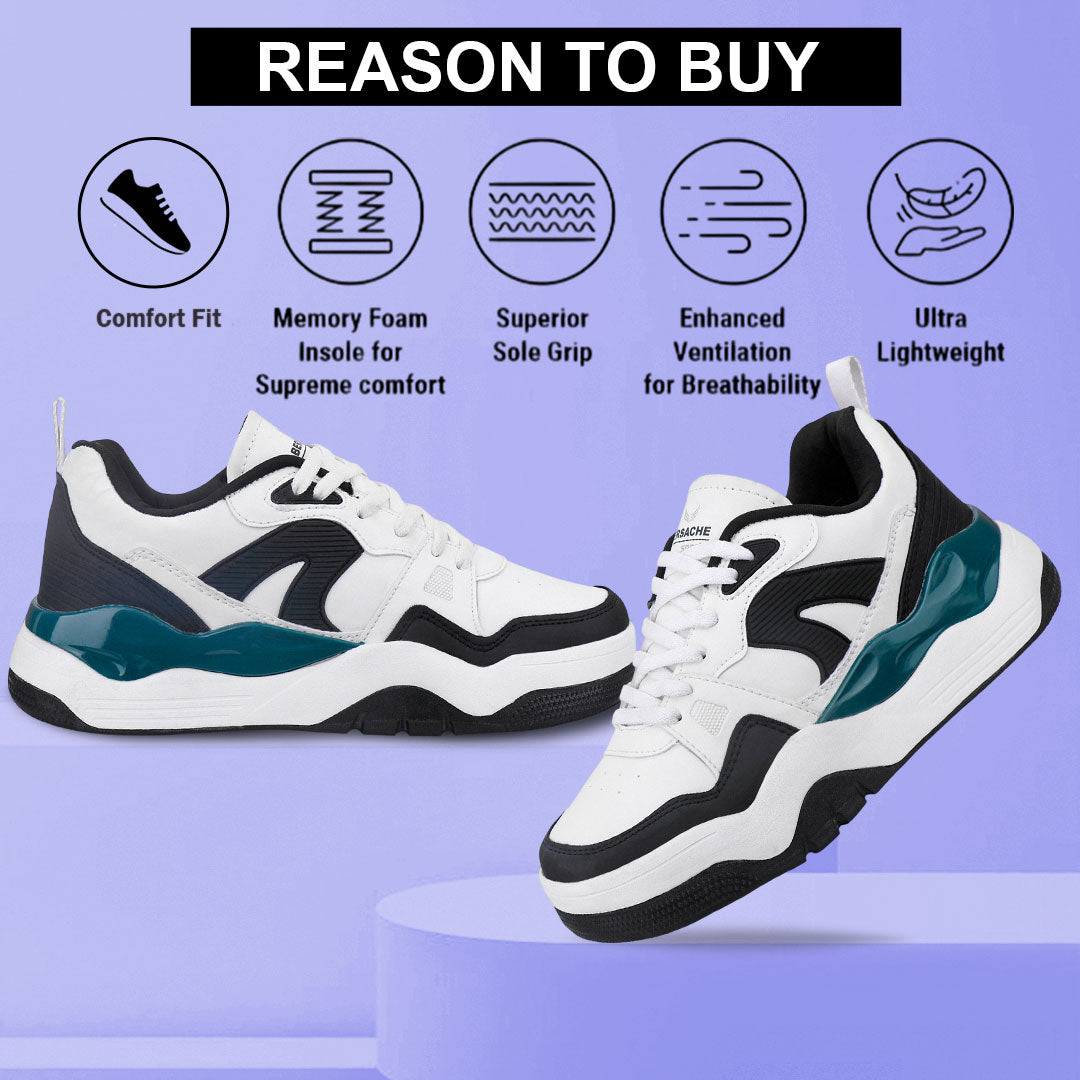 Bersache Premium Sports ,walking,Gym,cricket, Trending Running Shoes For Men's (White-9223)