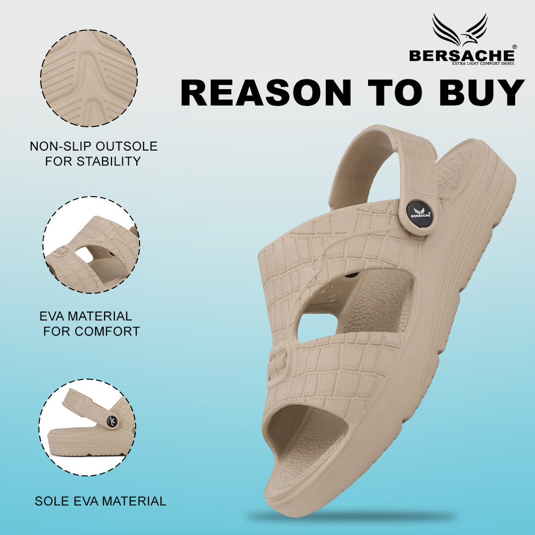 Bersache Extra Soft Classic Casual with Regular wear with Ultra Soft & Flexibility Technology Clog For Men's & Boy's Beige-6272