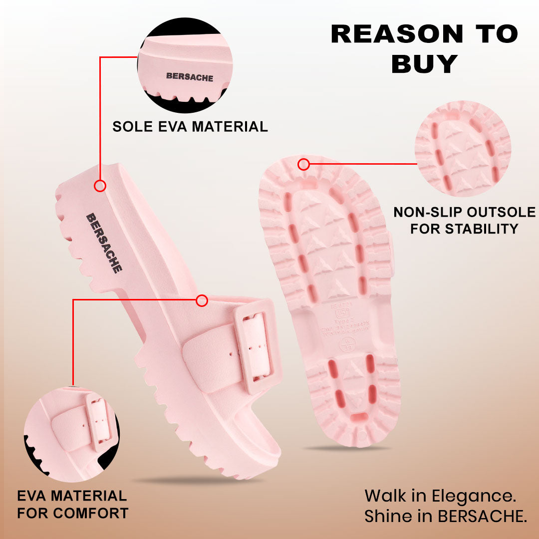 Bersache Extra Soft Classic Casual with Regular wear with Ultra Soft & Flexibility Technology Slipper for Women's-(6307-Pink)