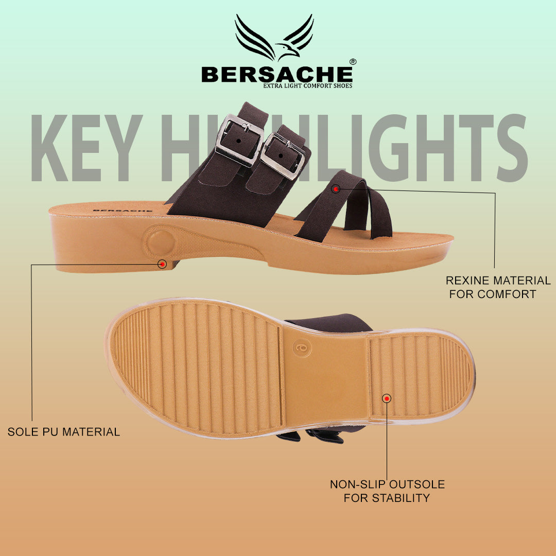Bersache Extra Soft Classic Casual with Regular wear with Ultra Soft & Flexibility Technology Sandal's For Women's & Girl's-(6239-Black)