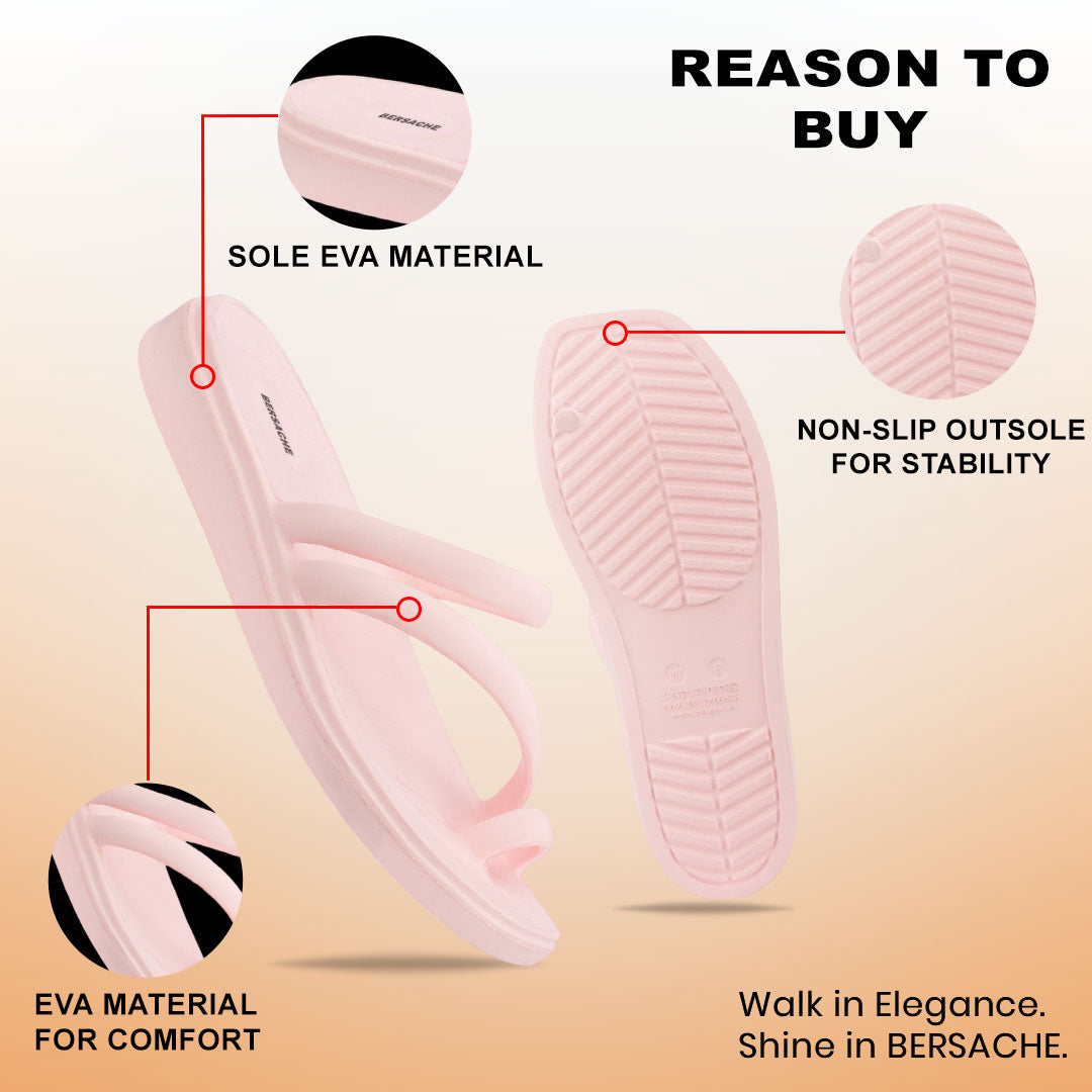 Bersache Extra Soft Classic Casual with Regular wear with Ultra Soft & Flexibility Technology Sandal for Women's-(6305-Pink)