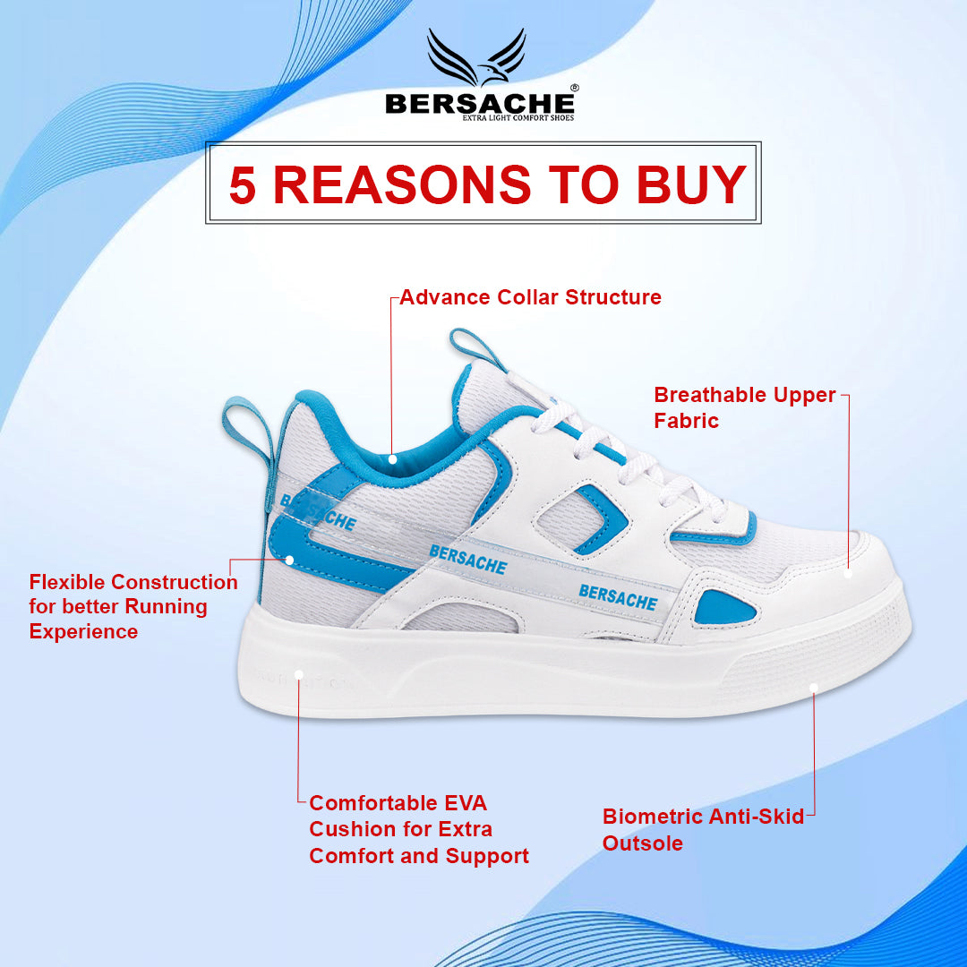 Bersache Casual Sneaker shoe for Men| Soft Cushioned Insole , Slip-Resistance Casuals For Men (White-8126)