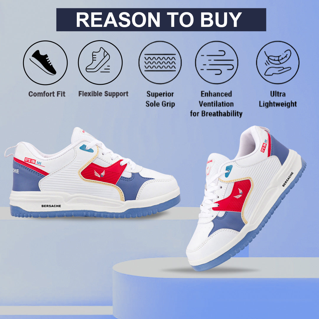 Bersache Premium Sports ,walking,Gym,cricket, Trending Running Shoes For Men's (Blue-White-8147)