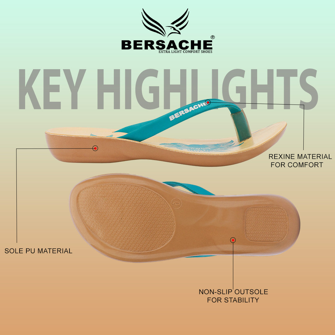 Bersache Extra Soft Classic Casual with Regular wear with Ultra Soft & Flexibility Technology Slipper For Women's & Girl's-Green-6248