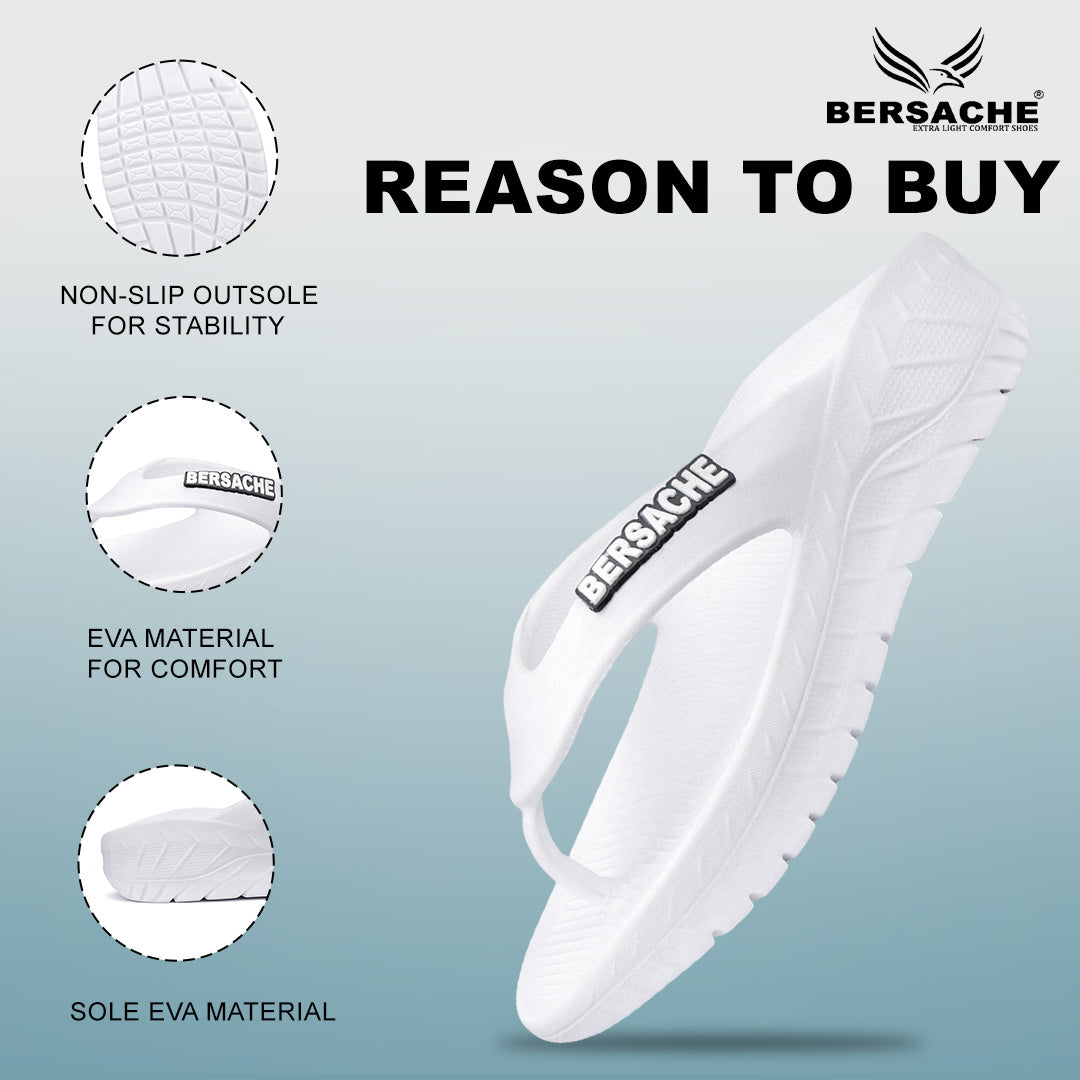 Bersache Extra Soft Classic Casual with Regular wear with Ultra Soft & Flexibility Technology Flip Flop for Men's & Boy's (6257-White)