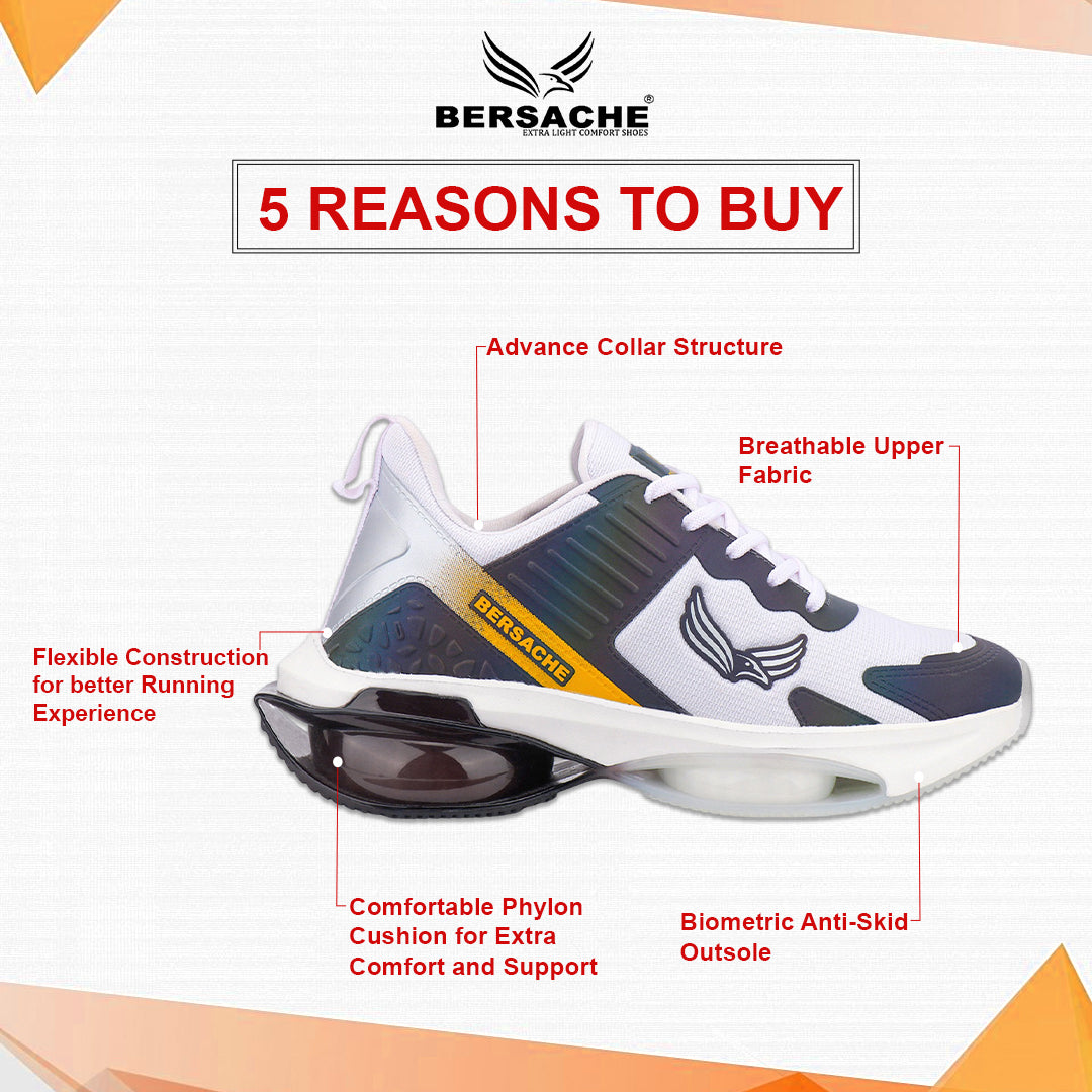 Bersache Casual Sneaker shoe for Men| Soft Cushioned Insole , Slip-Resistance Casuals For Men (Blue-White-9209)