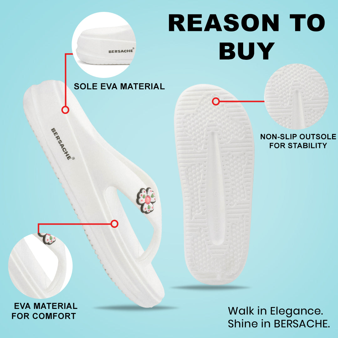 Bersache Extra Soft Classic Casual with Regular wear with Ultra Soft & Flexibility Technology Sandals for Women's-(6298-White).