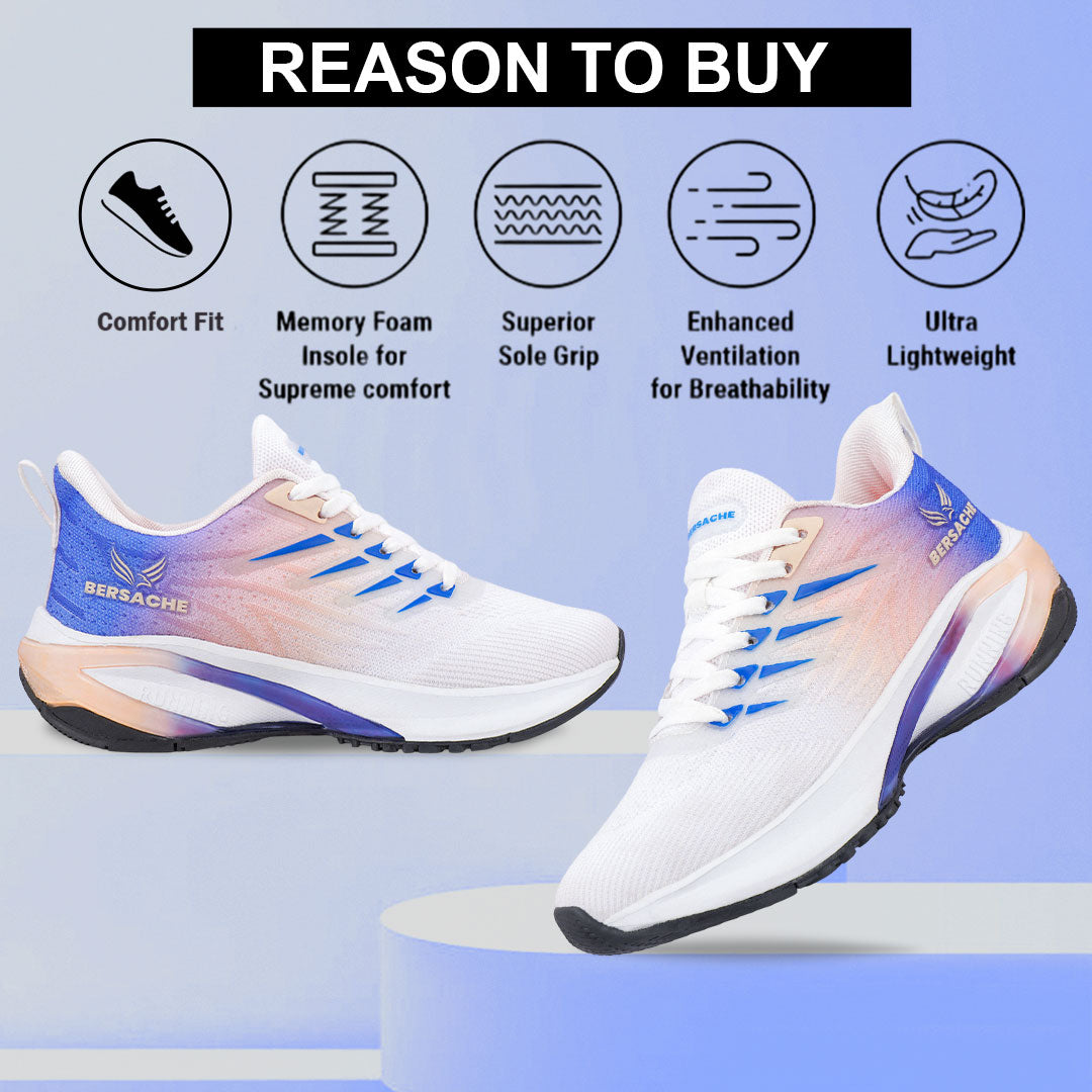 Bersache Premium Sports ,walking,Gym,cricket, Trending Running Shoes For Men's (Blue-White-9212).