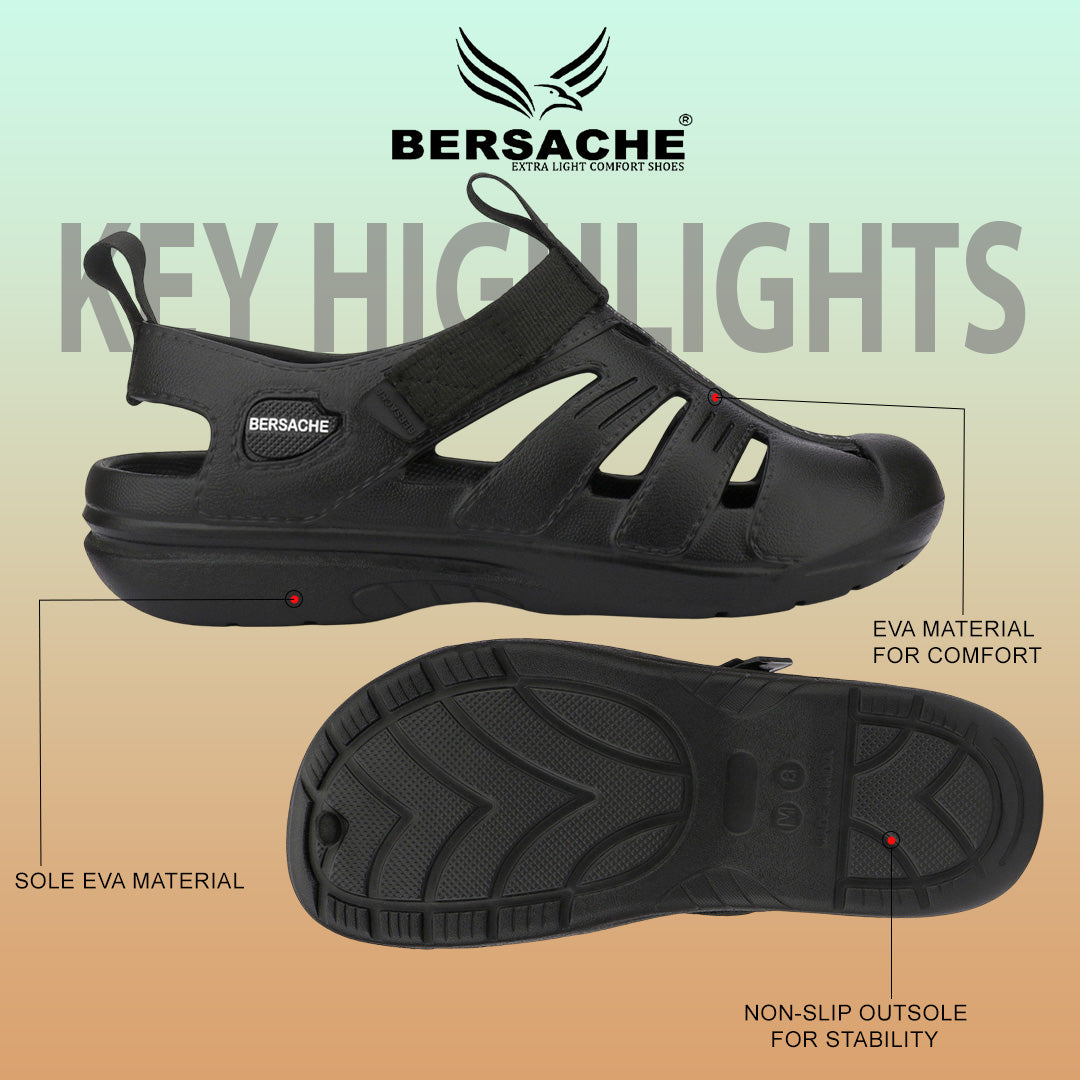 Bersache Extra Soft Classic Casual with Regular wear with Ultra Soft & Flexibility Technology Clog for Men's & Boy's (6262-Black)