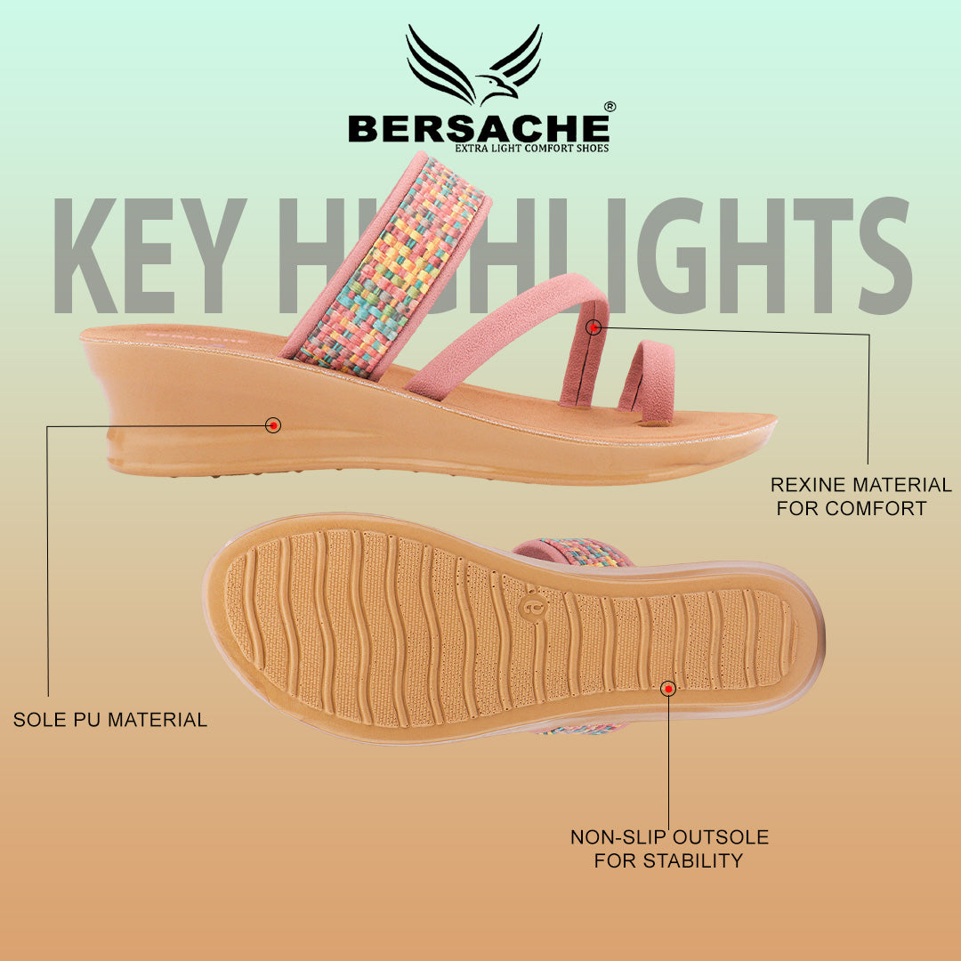 Bersache Extra Soft Classic Casual with Regular wear with Ultra Soft & Flexibility Technology Sandal's For Women's & Girl's-(6241-Pink).