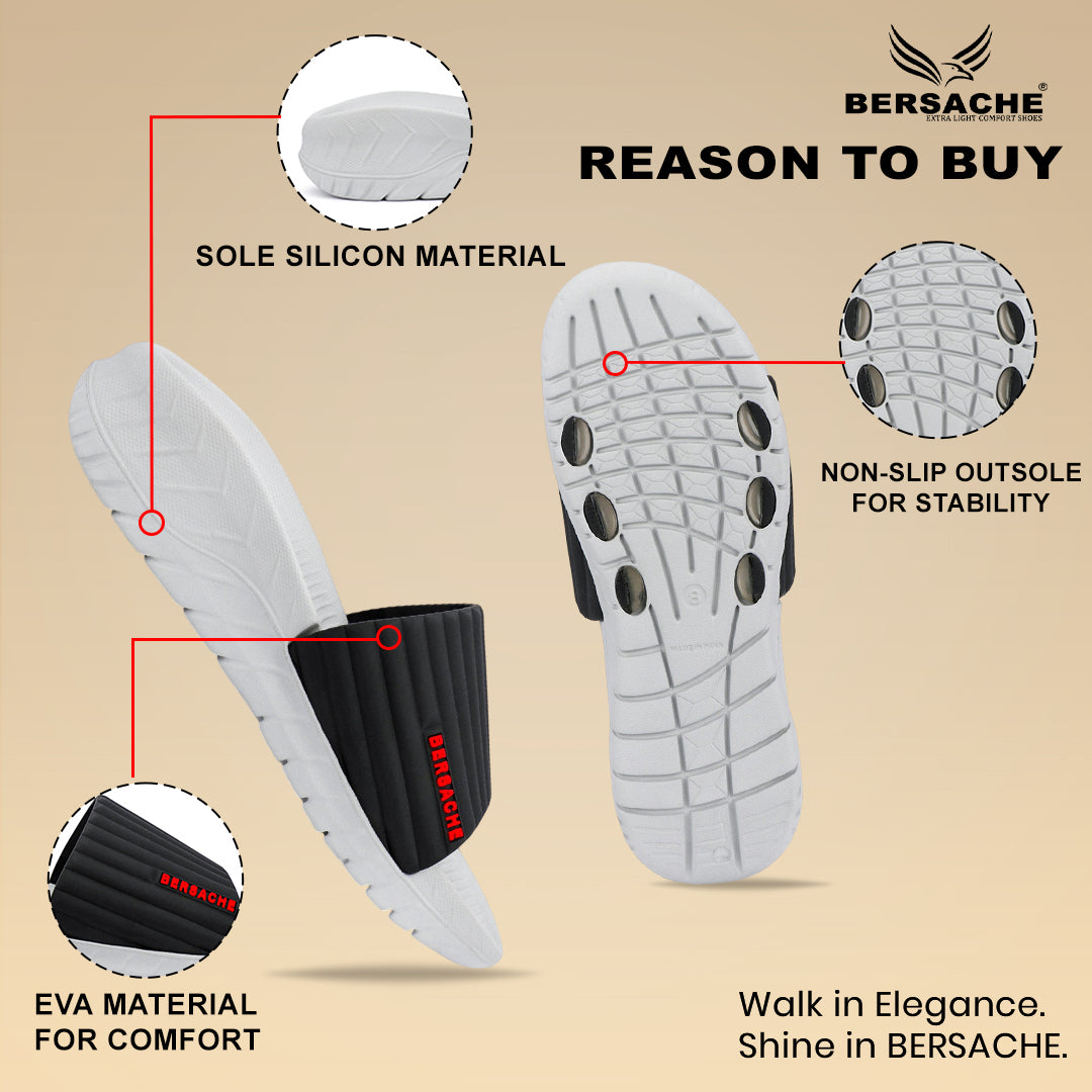 Bersache Extra Soft Classic Casual with Regular wear with Ultra Soft & Flexibility Technology Slipper For Men's-(White)-6331.