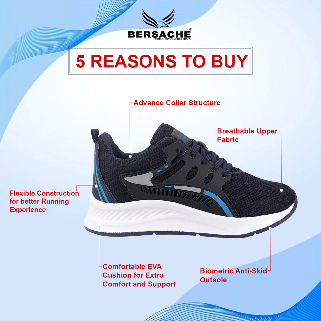 Bersache Casual Sneaker shoe for Men| Soft Cushioned Insole , Slip-Resistance Casuals For Men (Dark-Blue-8129)
