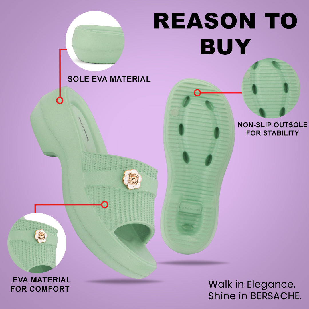 Bersache Extra Soft Classic Casual CHAPPAL with Regular wear with Ultra Soft & Flexibility Technology Slippers for Women's-(6293-Green).