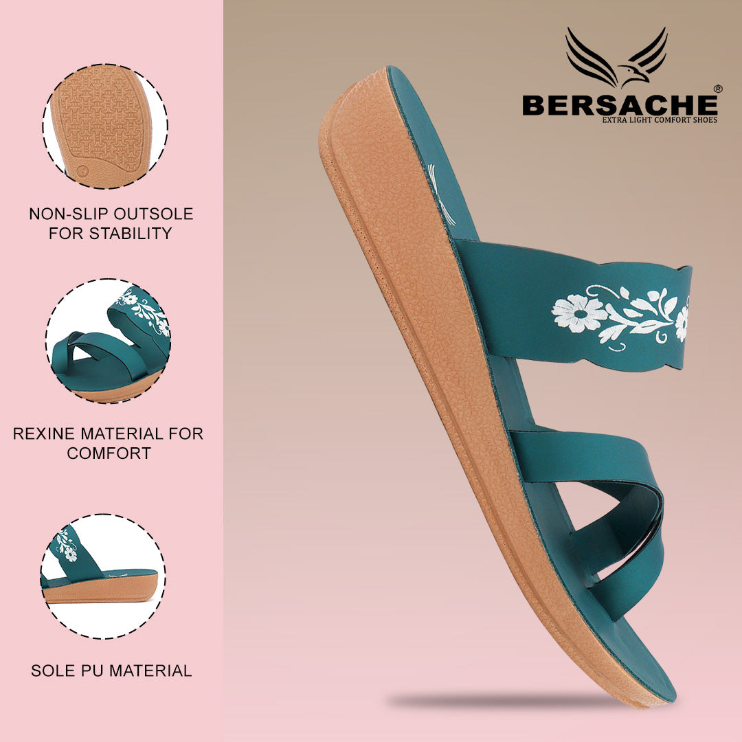 Bersache Extra Soft Classic Casual with Regular wear with Ultra Soft & Flexibility Technology Slipper For Women's & Girl's-(6243-Green).