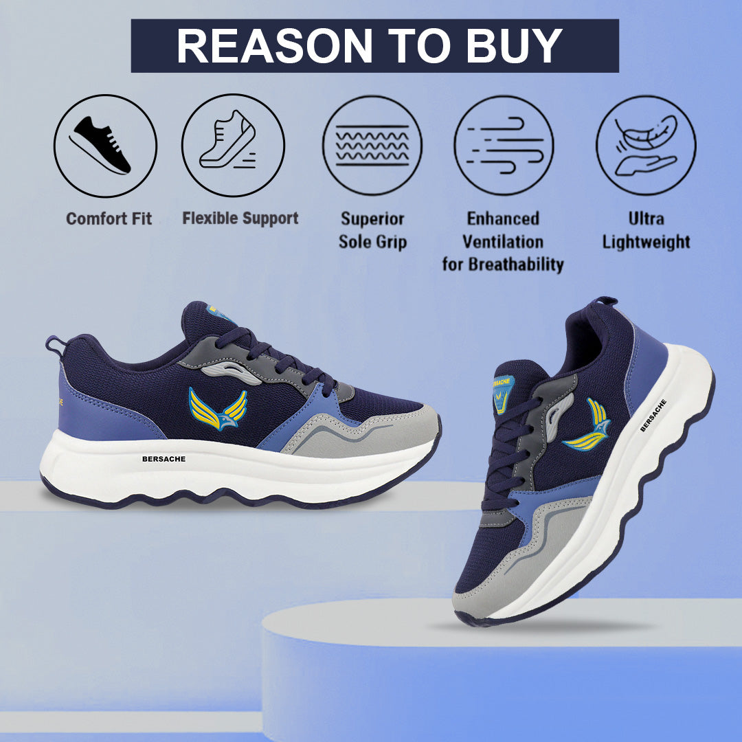 Bersache Premium Sports ,walking,Gym,cricket, Trending Running Shoes For Men's (Blue-8150).