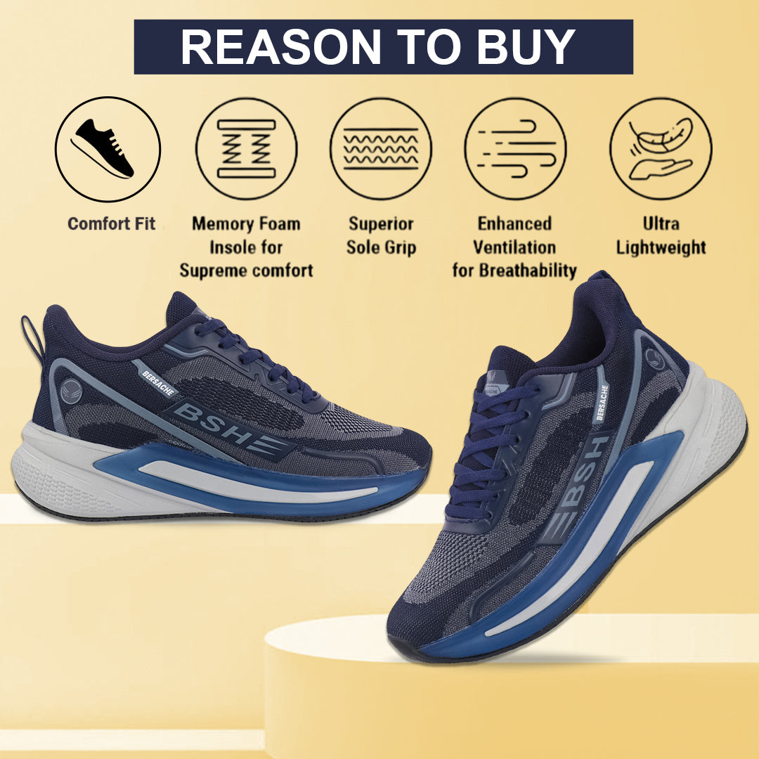Bersache Premium Sports ,walking,Gym,cricket, Trending Running Shoes For Men's (Blue-9210)