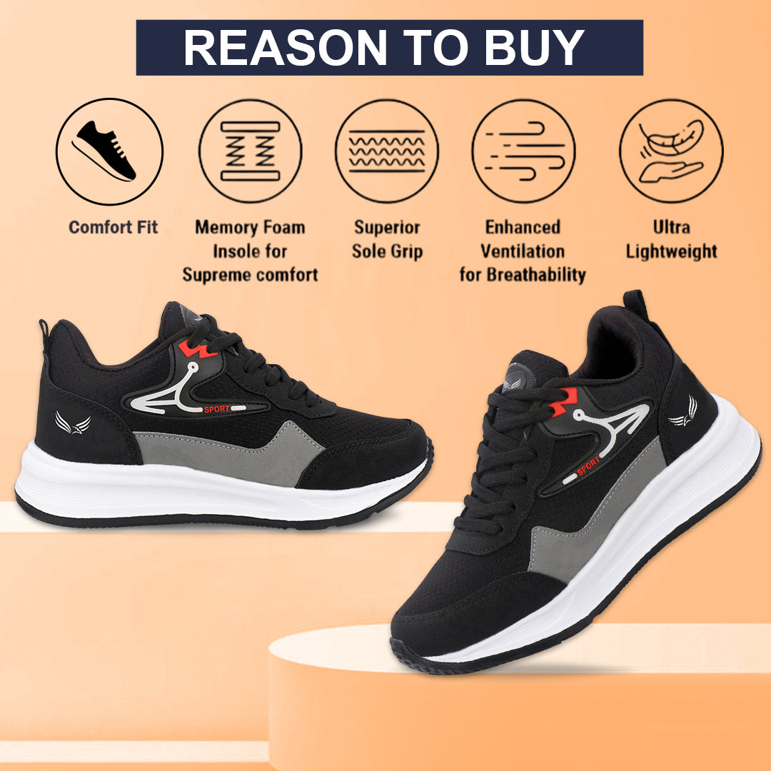 Bersache Premium Sports ,walking,Gym,cricket, Trending Running Shoes For Men's (Black-8131)