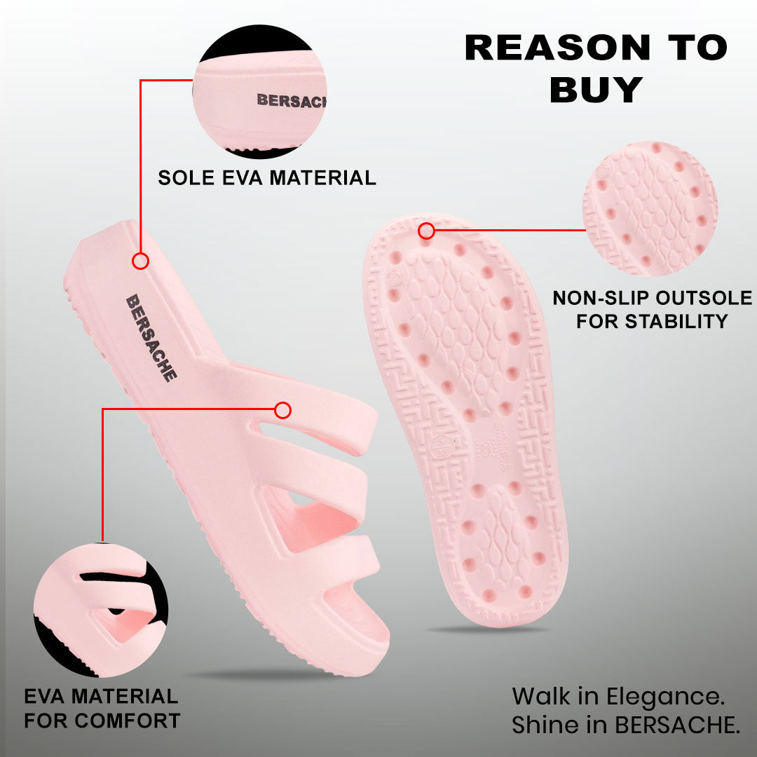 Bersache Extra Soft Classic Casual with Regular wear with Ultra Soft & Flexibility Technology Slipper for Women's-(6310-Pink)