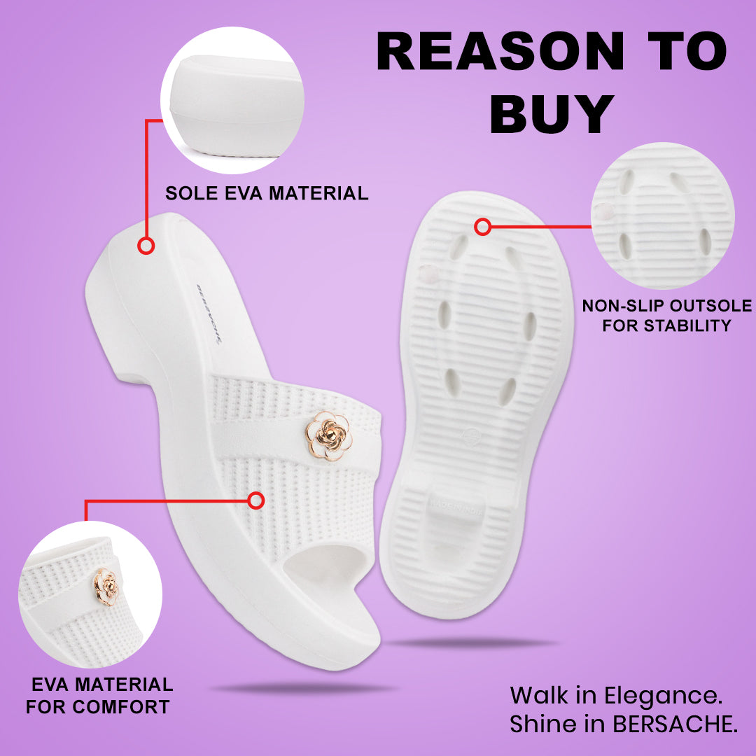 Bersache Extra Soft Classic Casual CHAPPAL with Regular wear with Ultra Soft & Flexibility Technology Slippers for Women's-(6291-White)