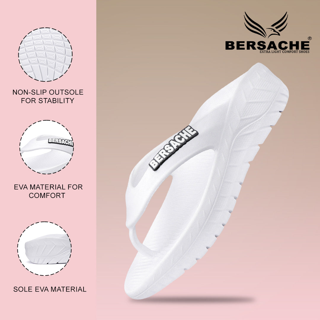 Bersache Extra Soft Classic Casual with Regular wear with Ultra Soft & Flexibility Technology Slipper For Men's & Boy's-(6257-White)
