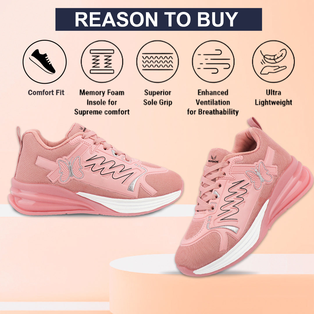 Bersache Premium Sports ,walking,Gym,cricket, Trending Running Shoes For Women's-(8140-Pink)
